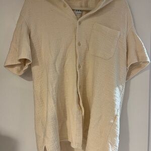 Zara Men's Casual Cream Button-Down Shirt